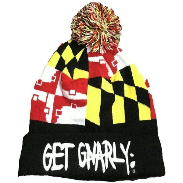 Get Gnarly Maryland Skate Flag Pom Beanie-Beanie-Get Gnarly 