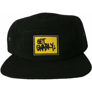 Yellow Box Logo Five Panel Black-Hat-Get Gnarly 