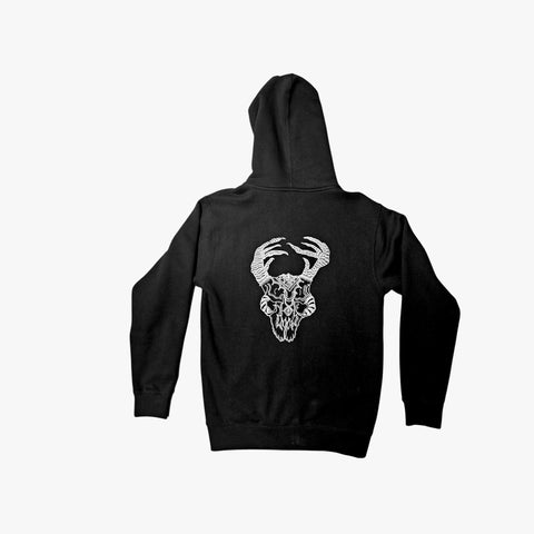 Jade Deer Skull Zip-Up Hoodie-Sweatshirt-Get Gnarly 