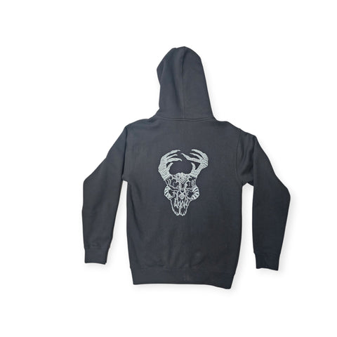 Jade Deer Skull Zip-Up Hoodie-Sweatshirt-Get Gnarly 
