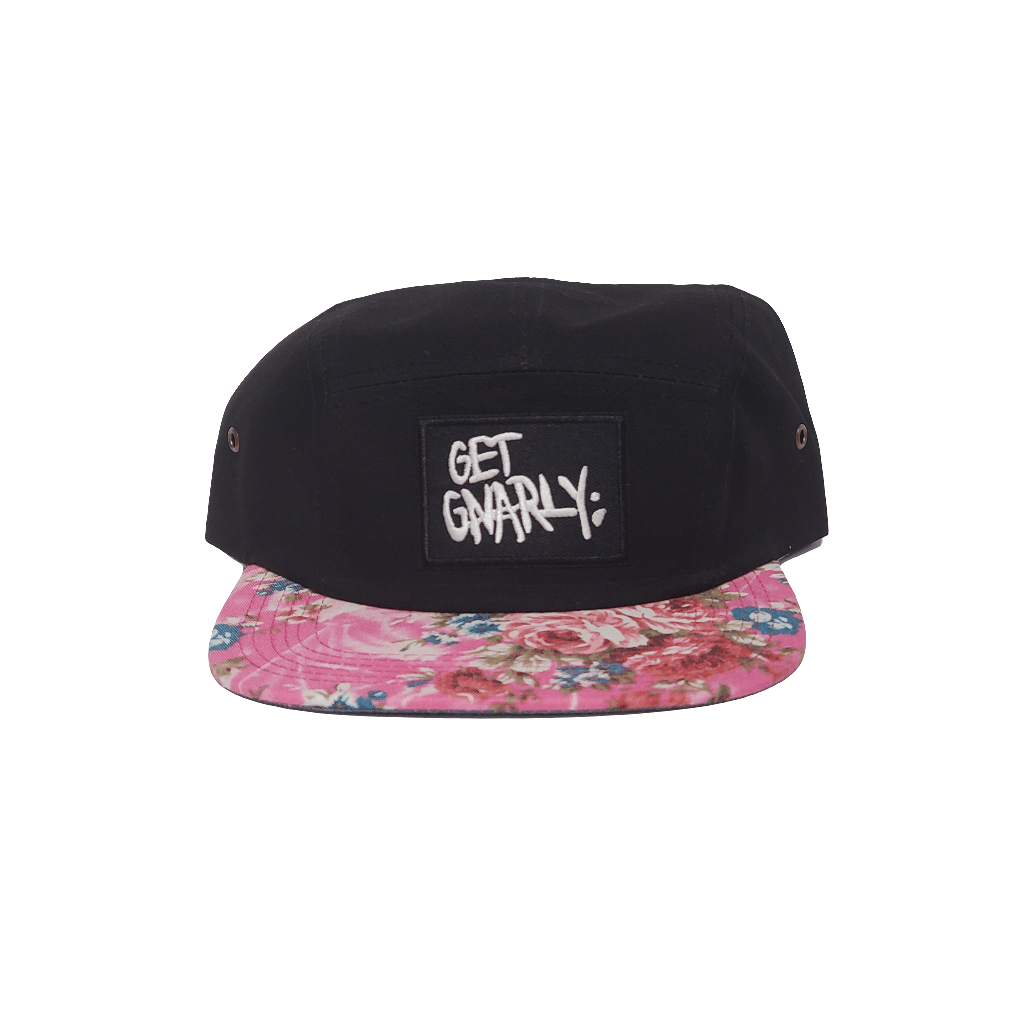 OG Logo Five Panel Black/Pink Floral-Hat-Get Gnarly 